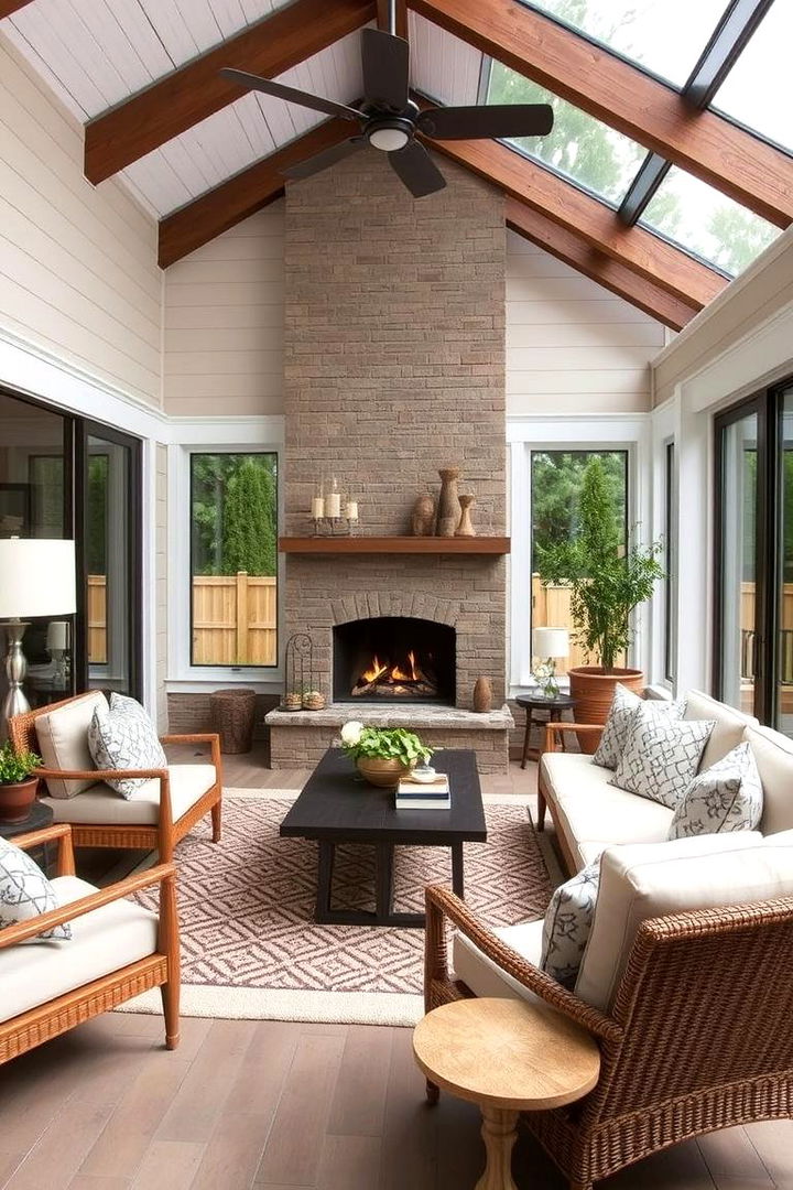 Design Versatility - 22 Sunroom With Fireplace