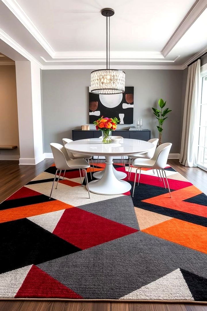 Designer Geometric Patterned Rug - 22 Dining Room Rug Ideas