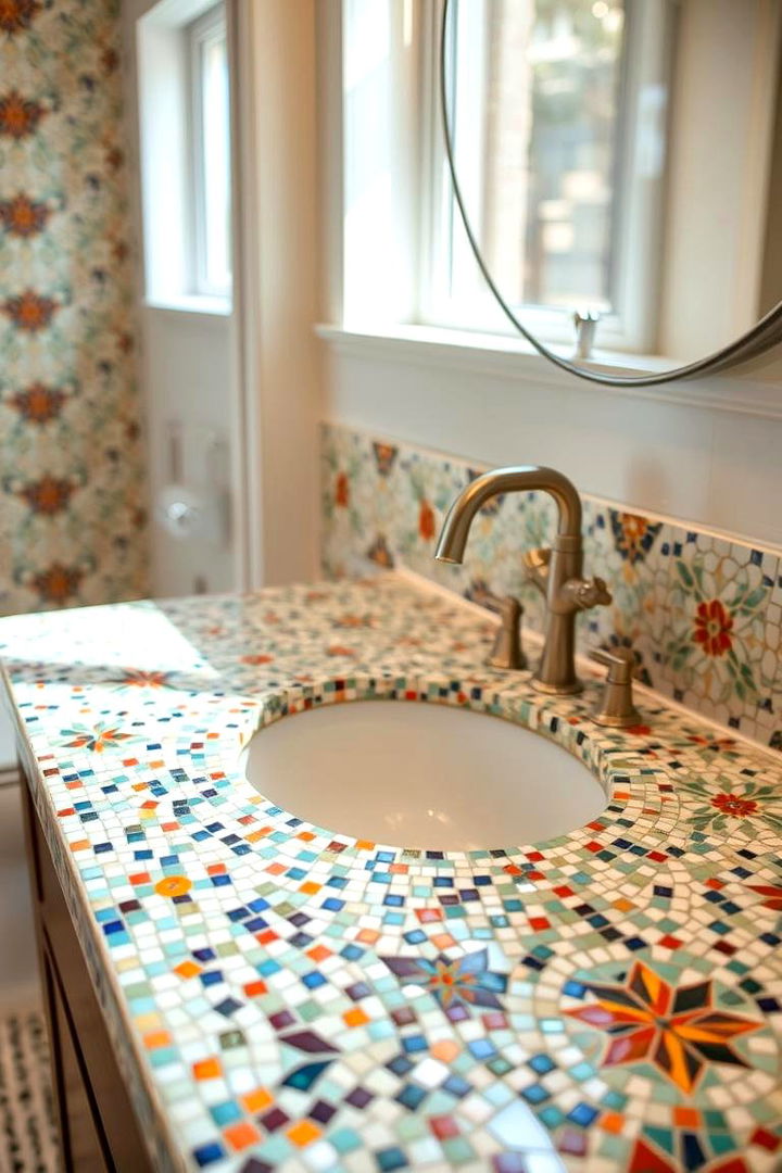 Designer Mosaic Detailing - 22 Bathroom Countertop Ideas