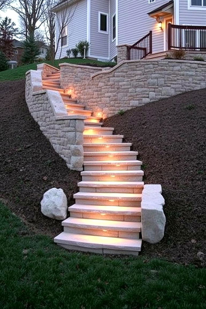 Designer Steps and Architectural Staircases - 22 Down Sloped Backyard Ideas