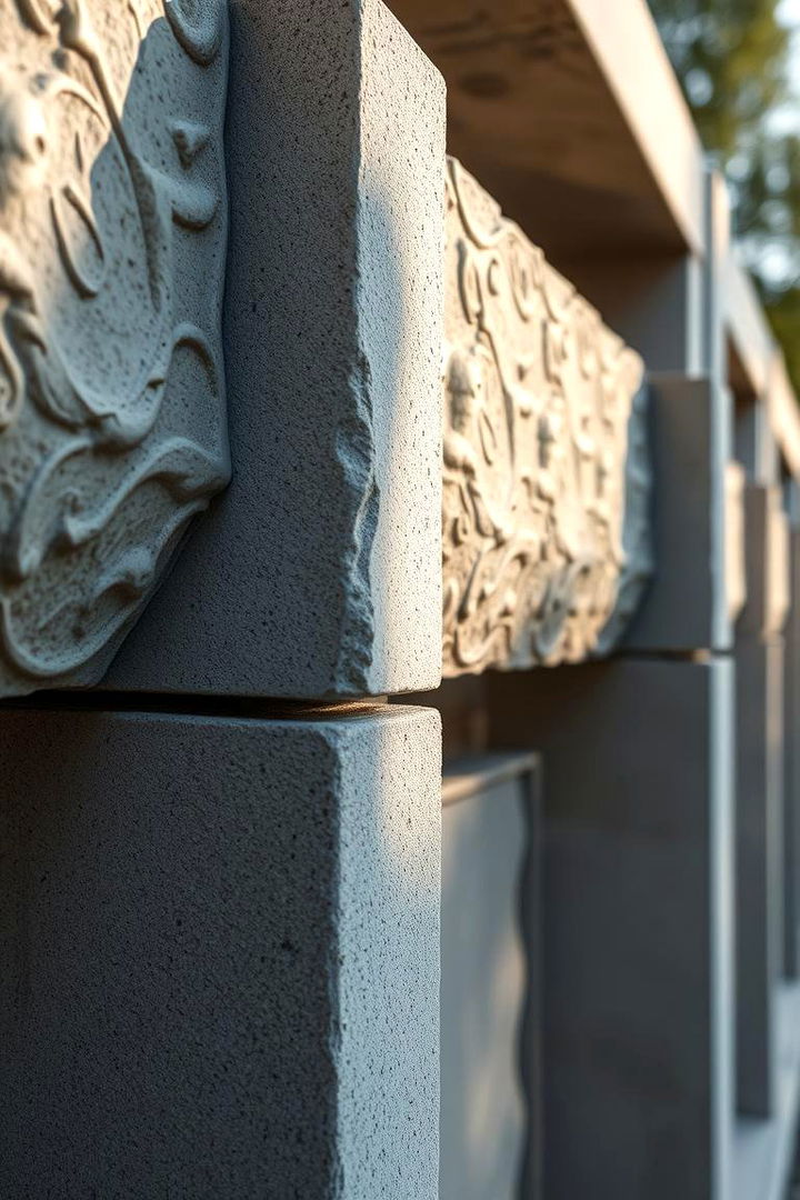 Detailed Textured Finishes - 22 Concrete Block Fence Ideas
