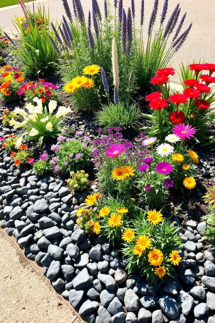 Developing Mixed Stone Planting Beds - 22 Black River Rock Landscaping Ideas