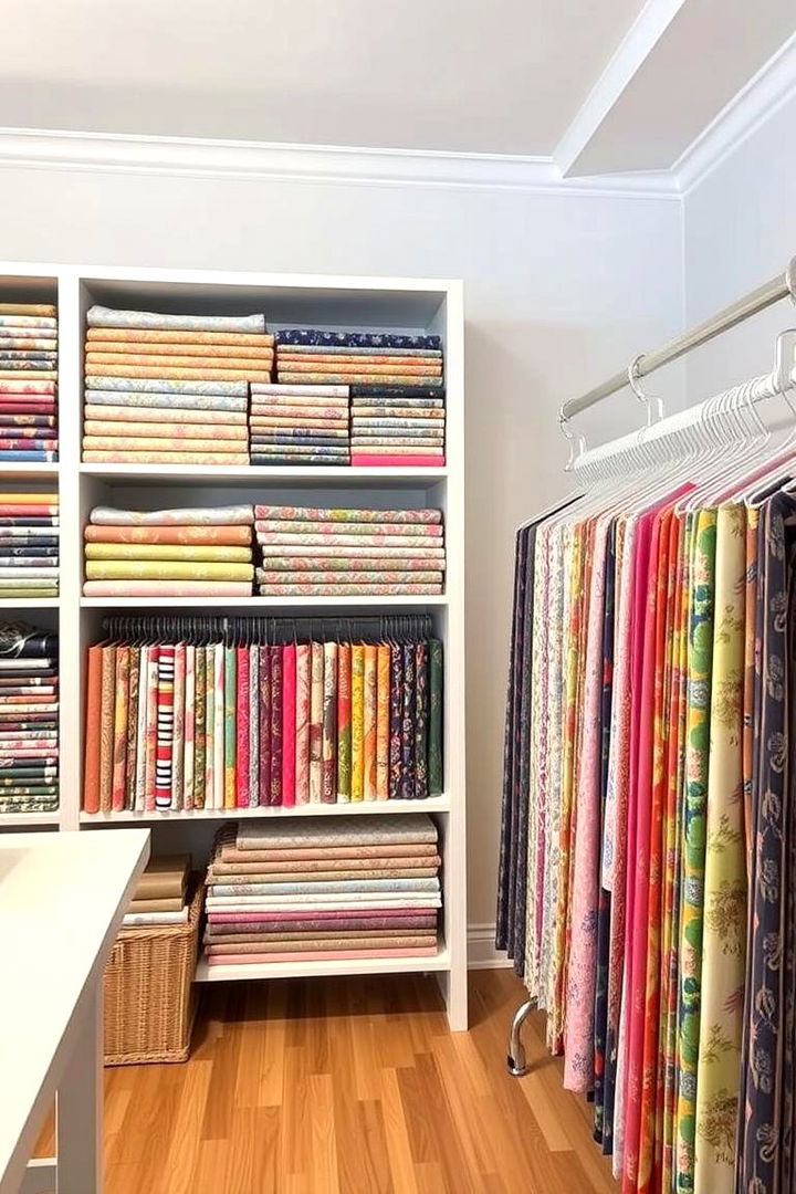 Displaying Fabric Collections Creatively - 22 Sewing Room Ideas