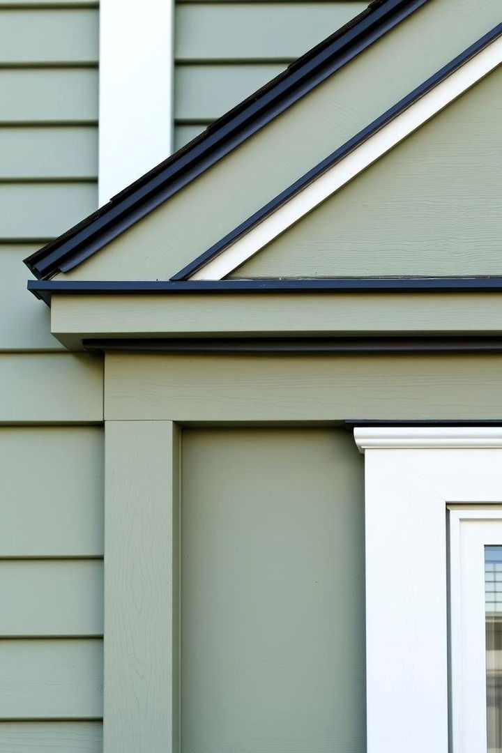 Distinct Trim Accents - 22 Sage Green House With Black Trim Ideas