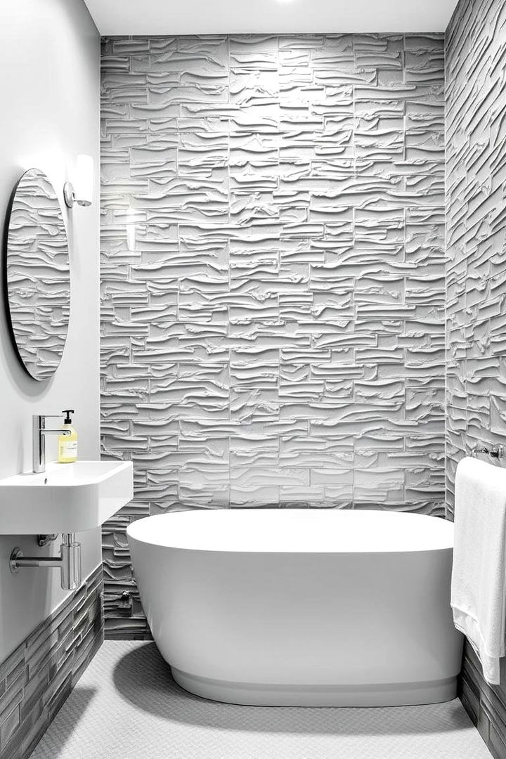 Distinctive Statement Walls - 22 Grey and White Bathroom Ideas