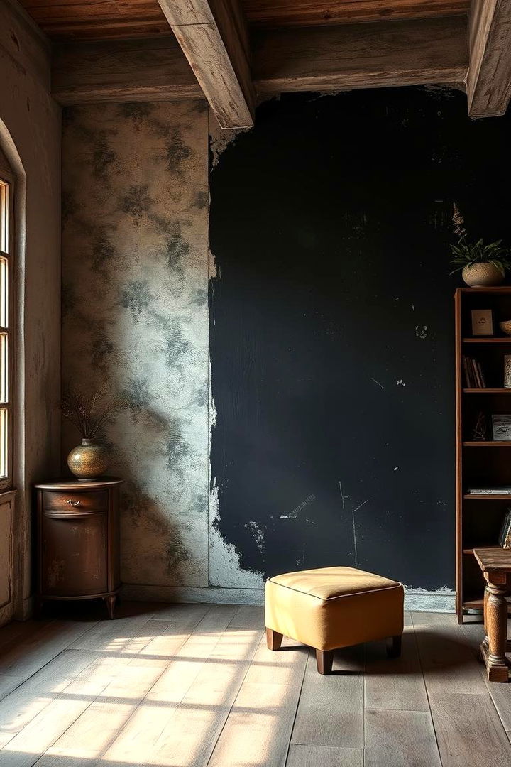Distressed Black for an Antiqued Look - 22 Black Accent Wall Ideas