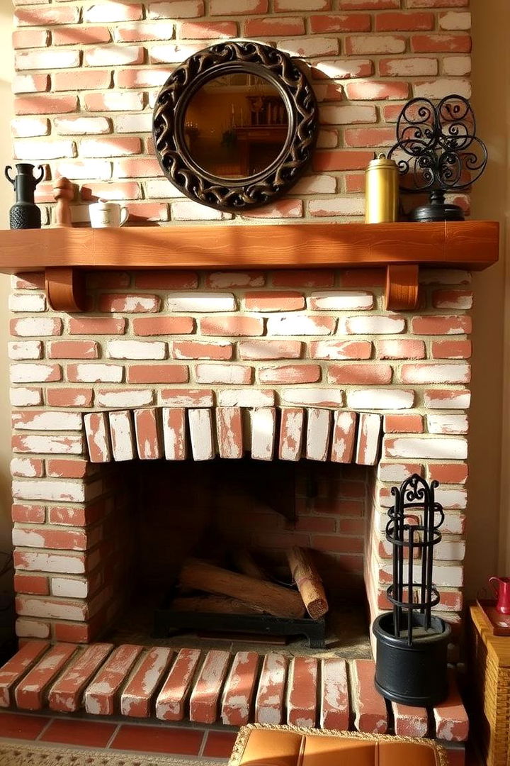 Distressed Chic Finish - 22 Painted Brick Fireplace Ideas