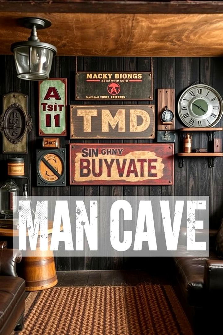 Distressed Metal Decor - 22 Hunting Man Cave Ideas