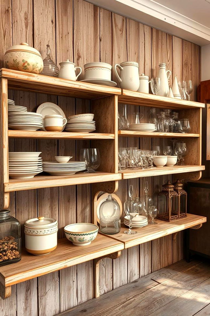 Distressed Open Shelves - 22 Vintage Kitchen Ideas
