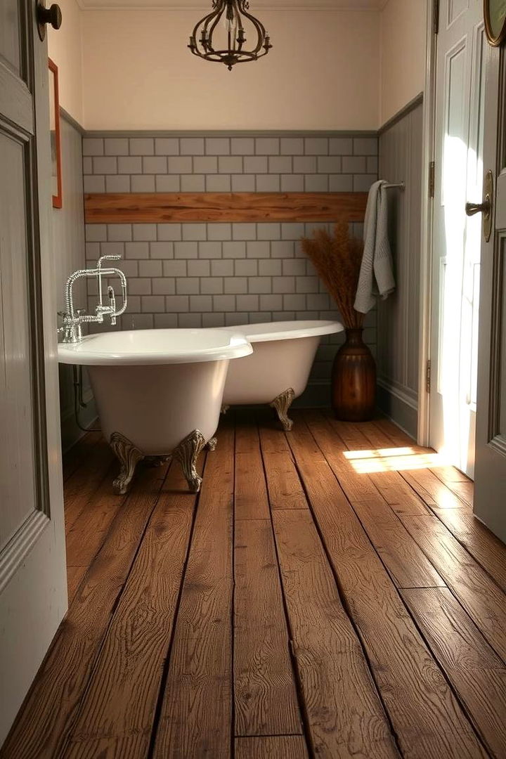 Distressed Wood Charm - 22 Ideas for Wood Floors in Bathrooms