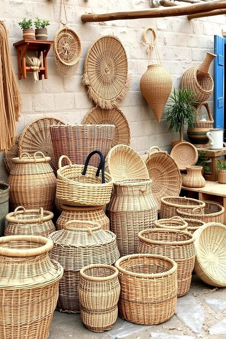 Diverse Woven Baskets - 22 Boho Patio Ideas