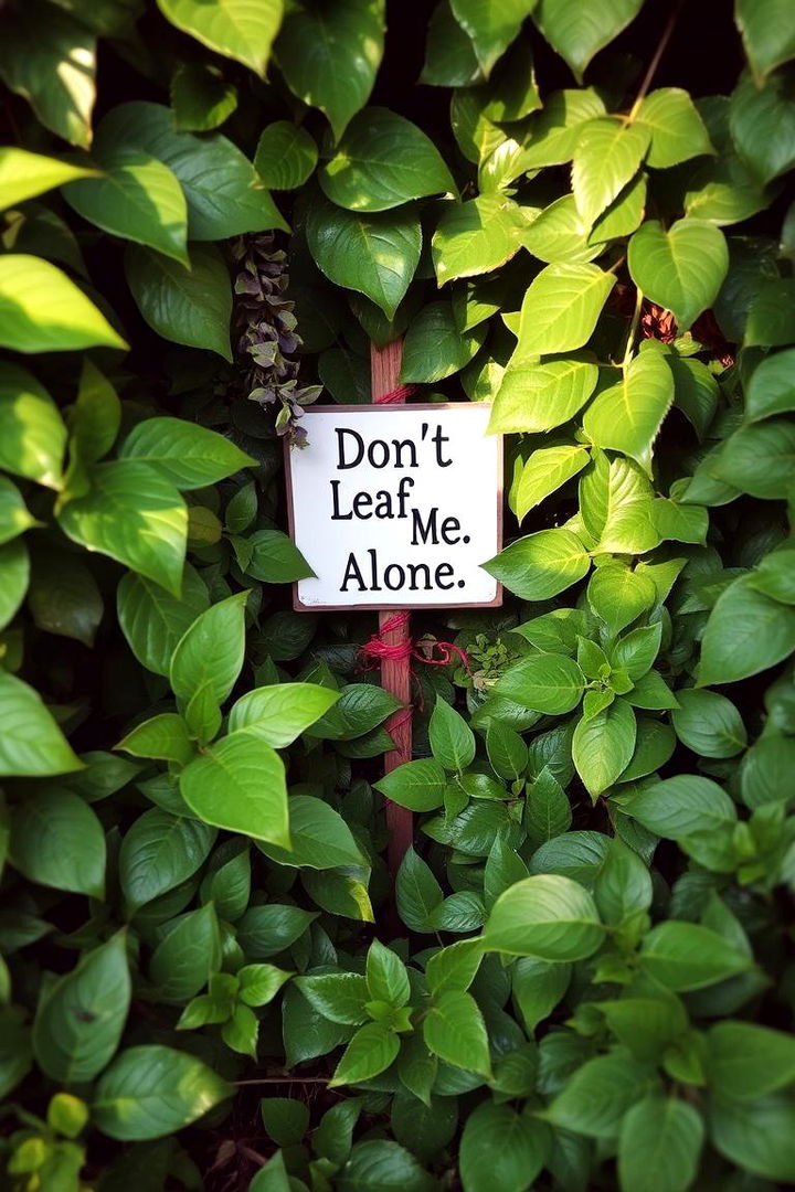 Dont Leaf Me Alone - 22 Funny Garden Sign Ideas