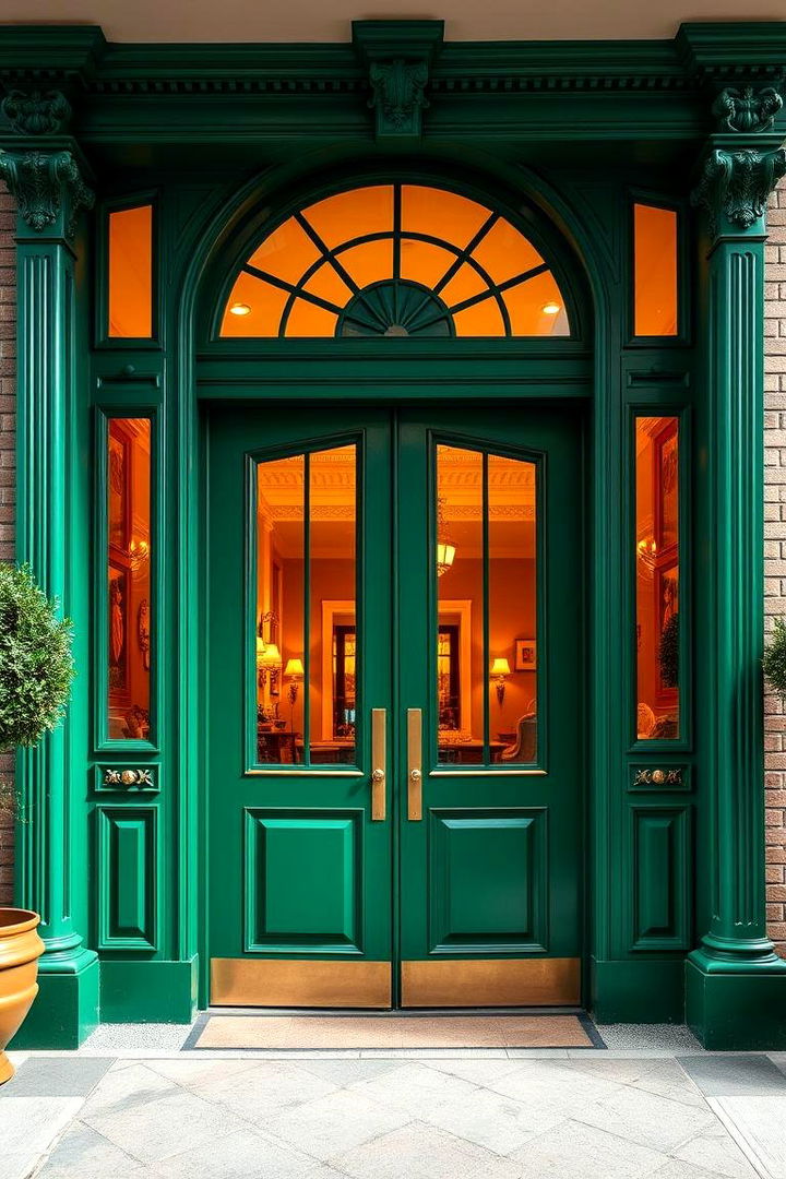 Double Door Statements - 22 Emerald Green Front Door Ideas