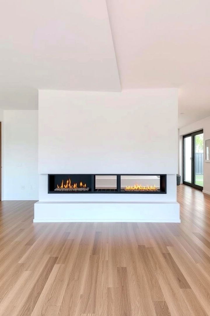 Double Sided Room Divider - 22 linear fireplace ideas