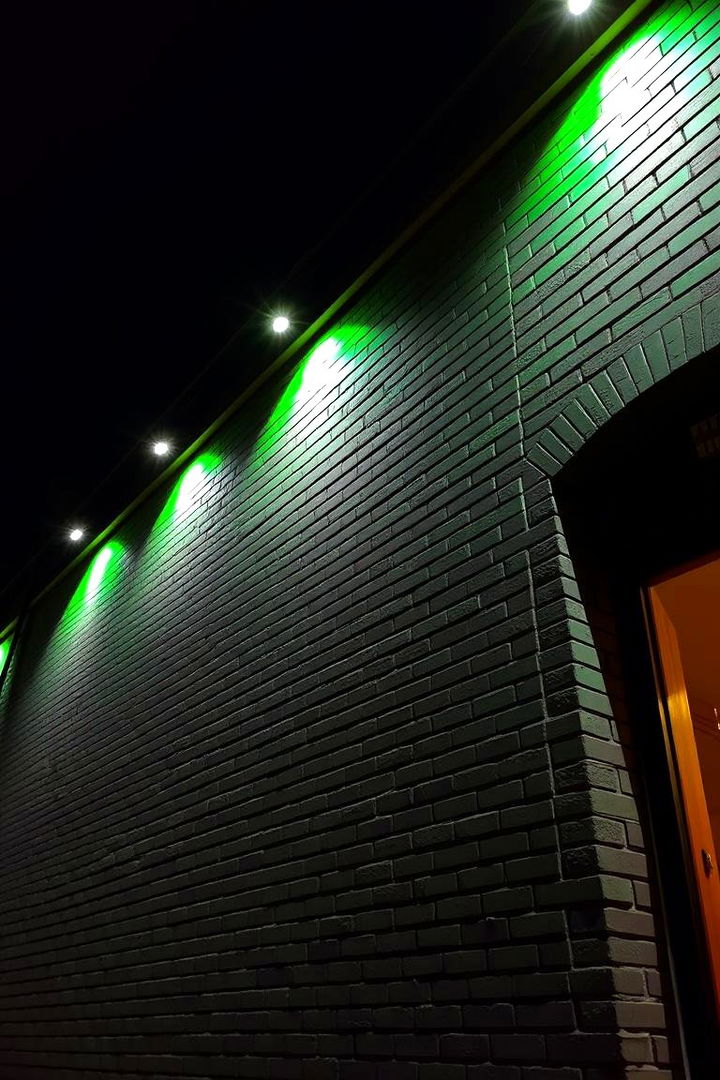 Dramatic Accent Lighting on Brick Facades - 22 Green Brick Exterior Home Ideas