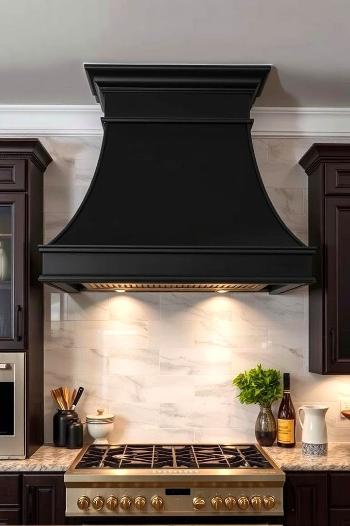 Dramatic Black and Gold Range Hoods - 22 Black and Gold Kitchen Ideas