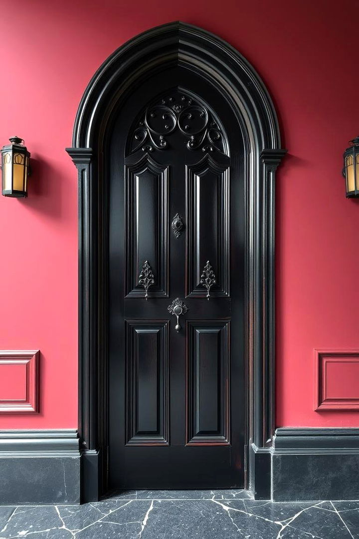 Dramatic Contrast with Dark Colors - 22 Gothic Front Door Ideas