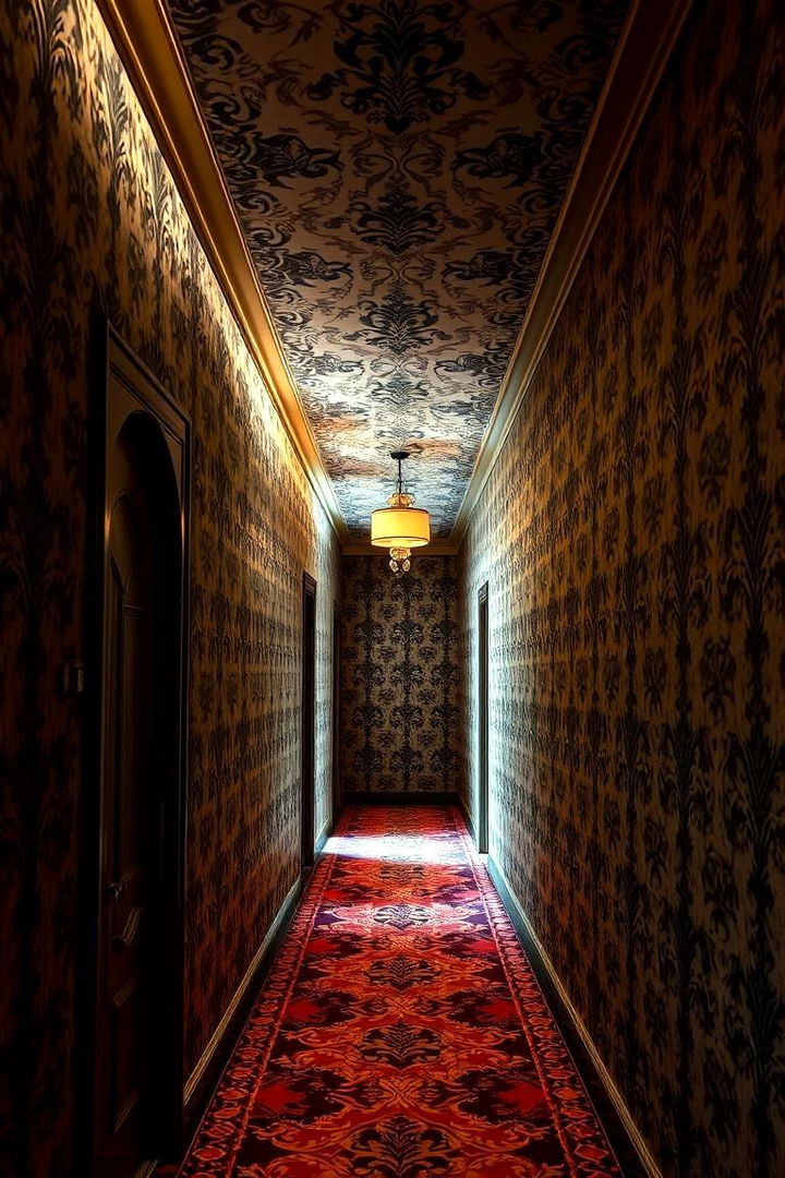 Dramatic Damask Splendor - 22 Hallway Wallpaper Ideas