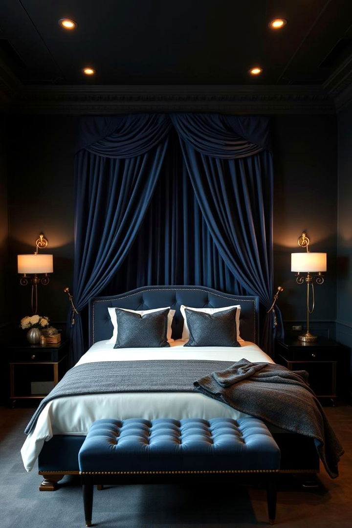 Dramatic Drapery for a Touch of Flair - 22 Black and Blue Bedroom Ideas