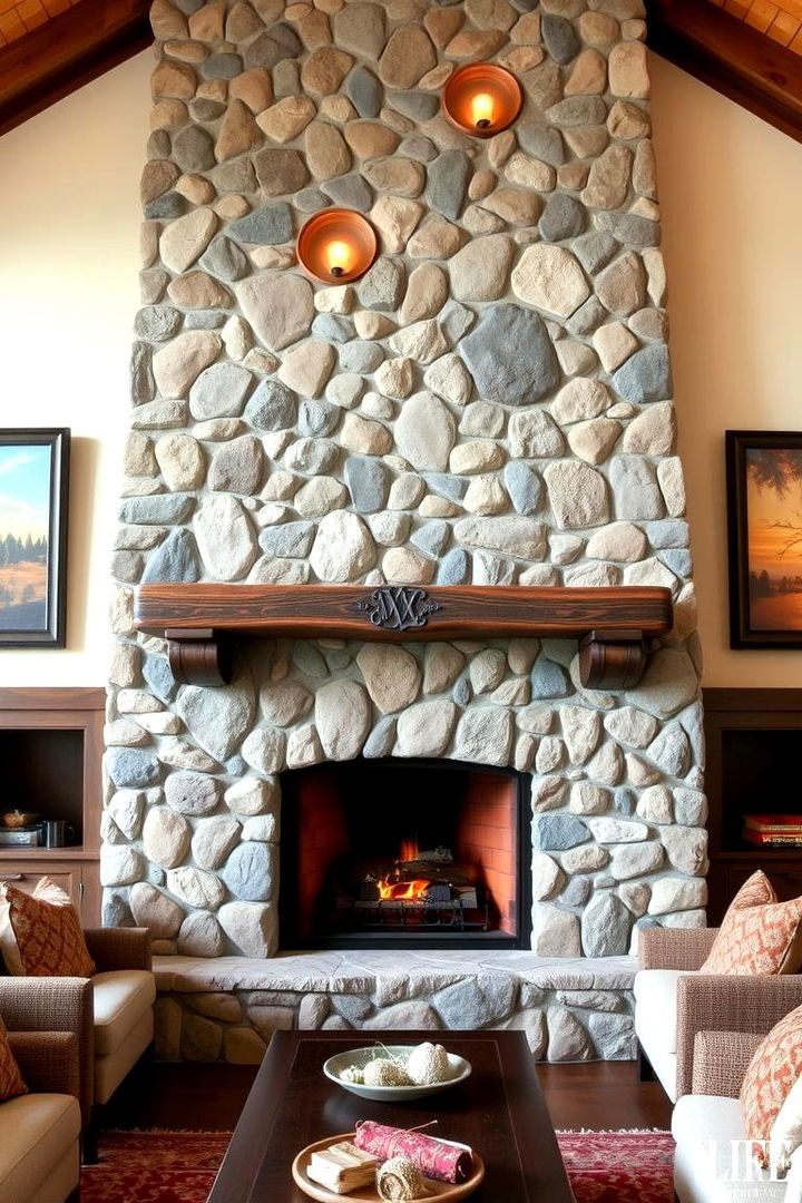 Dramatic Fireplace Focal Point - 22 Log Cabin Interior Design Ideas