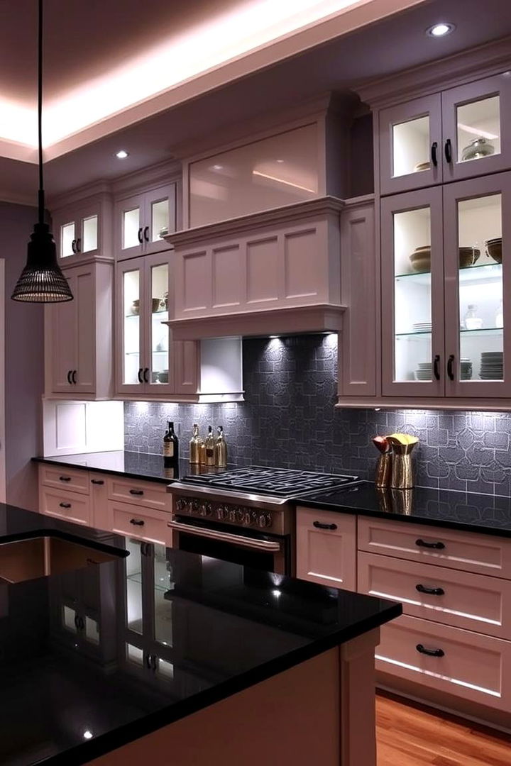 Dramatic Lighting Enhancements - 22 Kitchen With White Cabinets and Black Countertops Ideas