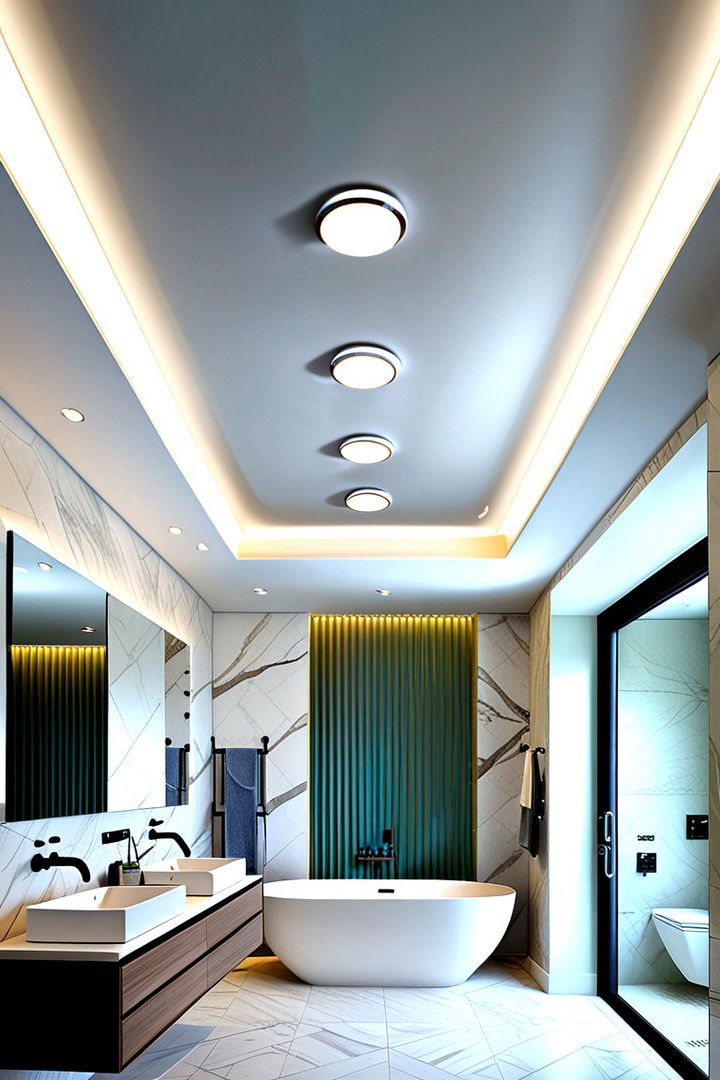 Dramatic Lighting Integration - 22 Bathroom Ceiling Ideas