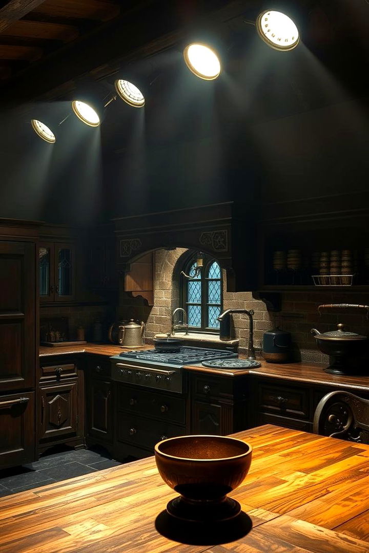 Dramatic Lighting and Shadows - 22 Gothic Kitchen Ideas