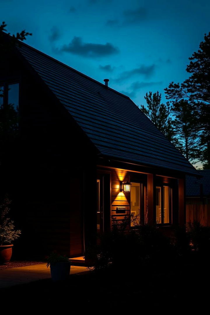 Dramatic Night Illumination - 22 Exterior Home with a Black Roof Ideas