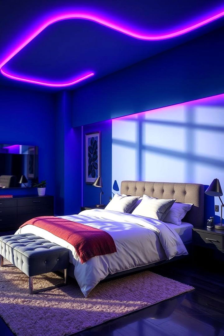 Dramatic Purple Lighting - 22 Blue and Purple Bedroom Ideas