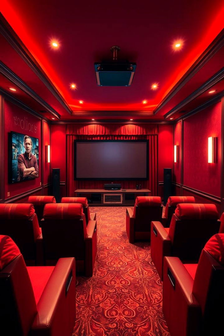 Dramatic Red Accents - 22 Home Theater Paint Colors