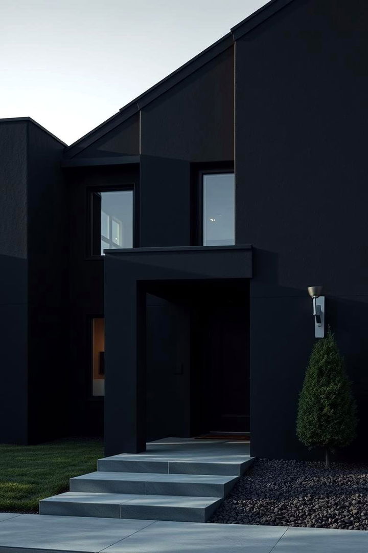 Dramatic Shadows and Lines - 22 Black Stucco House Ideas