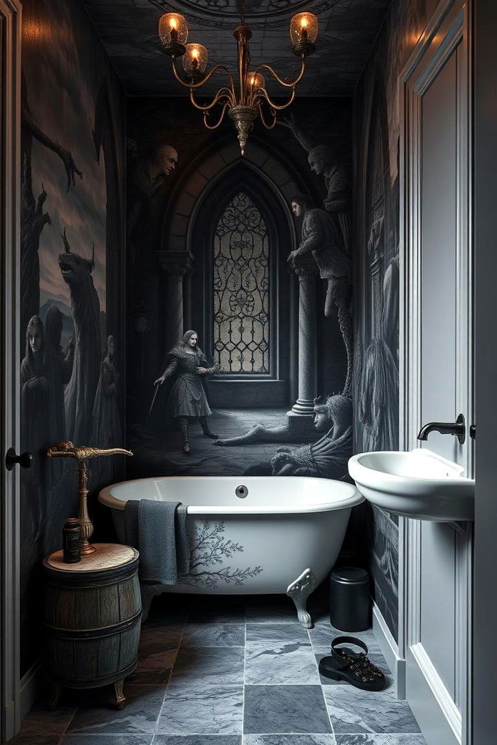 Dramatic Wall Murals - 22 Gothic Bathroom Ideas