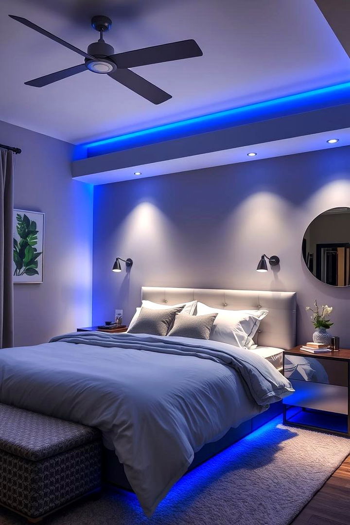 Dreamy Blue Lighting - 22 Blue and Grey Bedroom Ideas