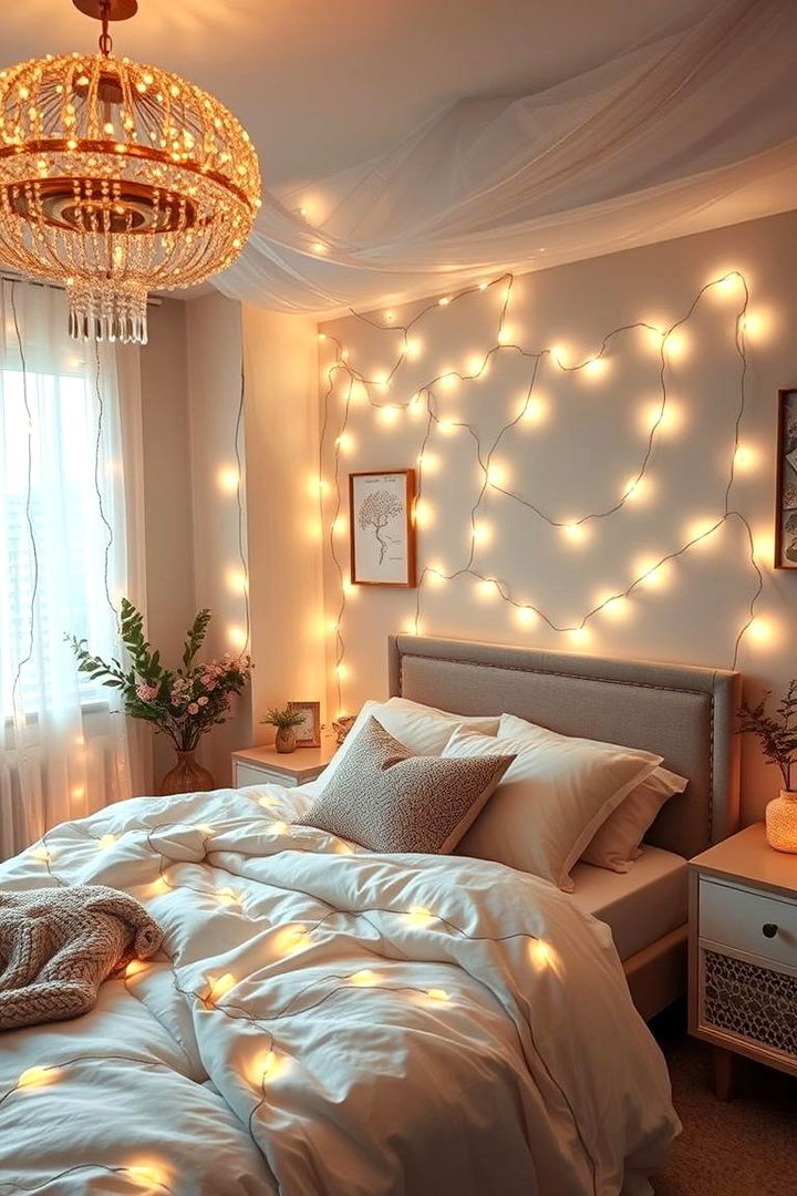 Dreamy Fairy Light Accents - 22 Bedroom Lighting Ideas