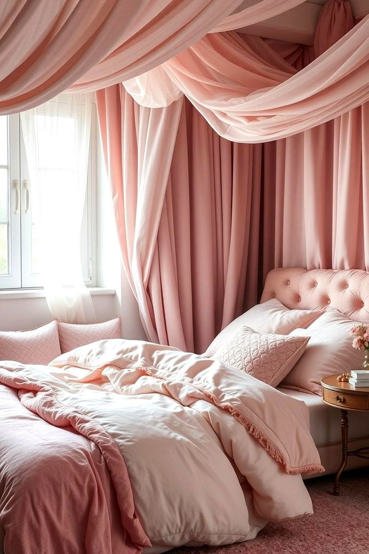 Dreamy Layered Textures - 22 Pink and White Bedroom Ideas