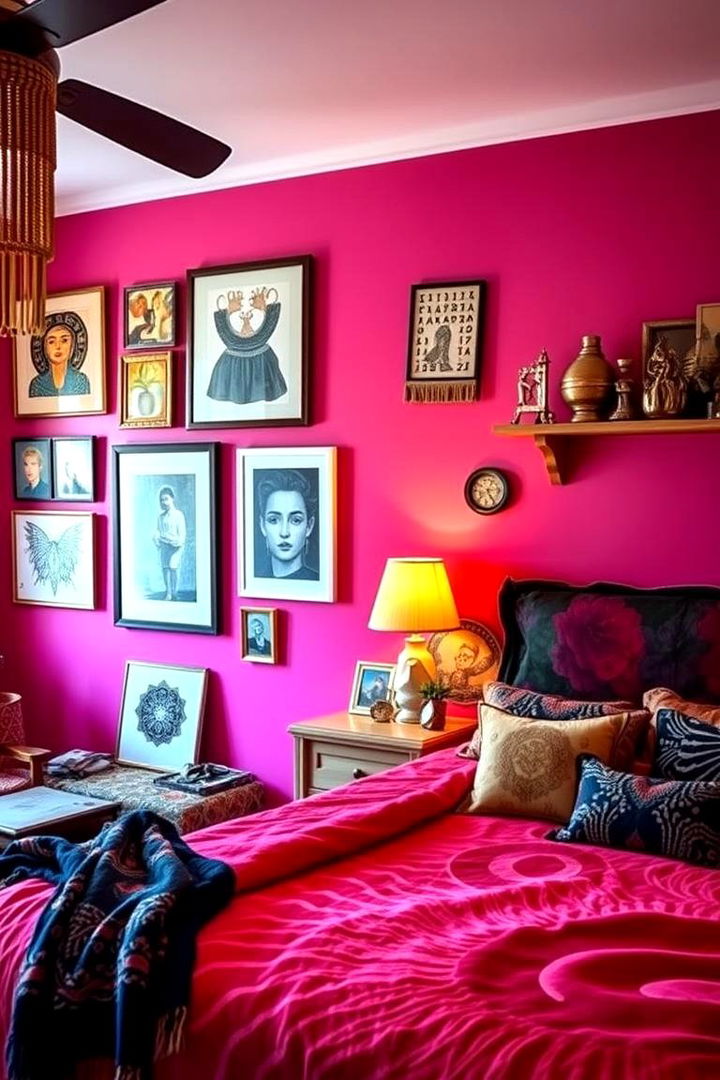 Dreamy Pink Statement Wall - 22 Pink Boho Bedroom Ideas