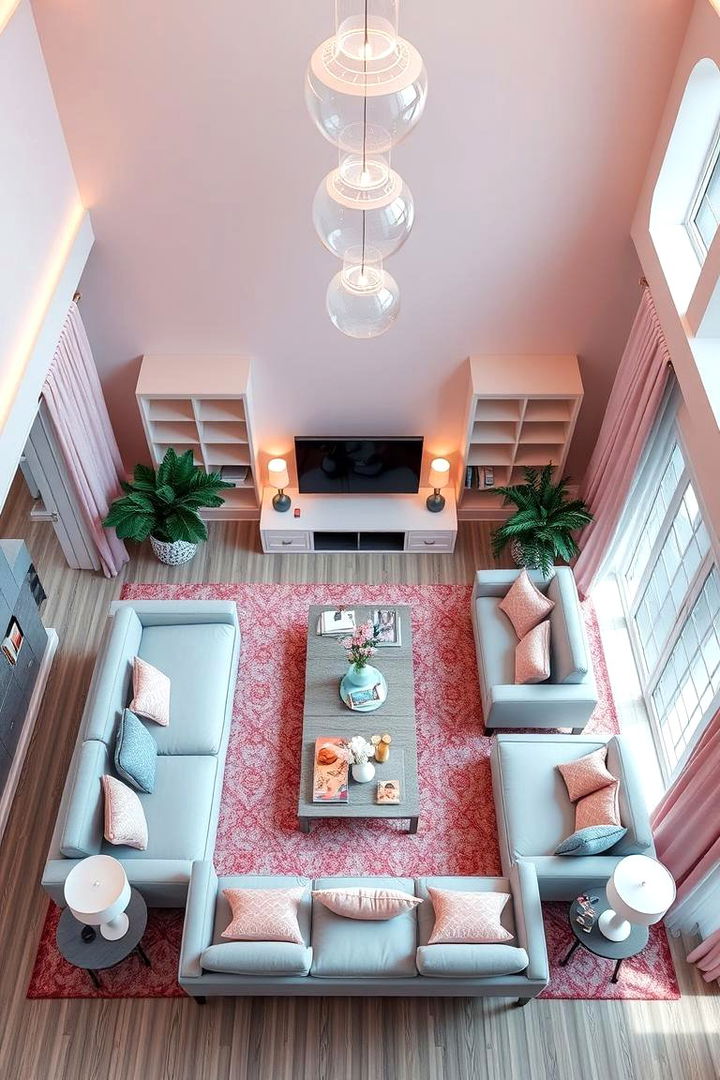 Dreamy Spatial Layout and Color Flow - 22 Pink and Blue Living Room Ideas