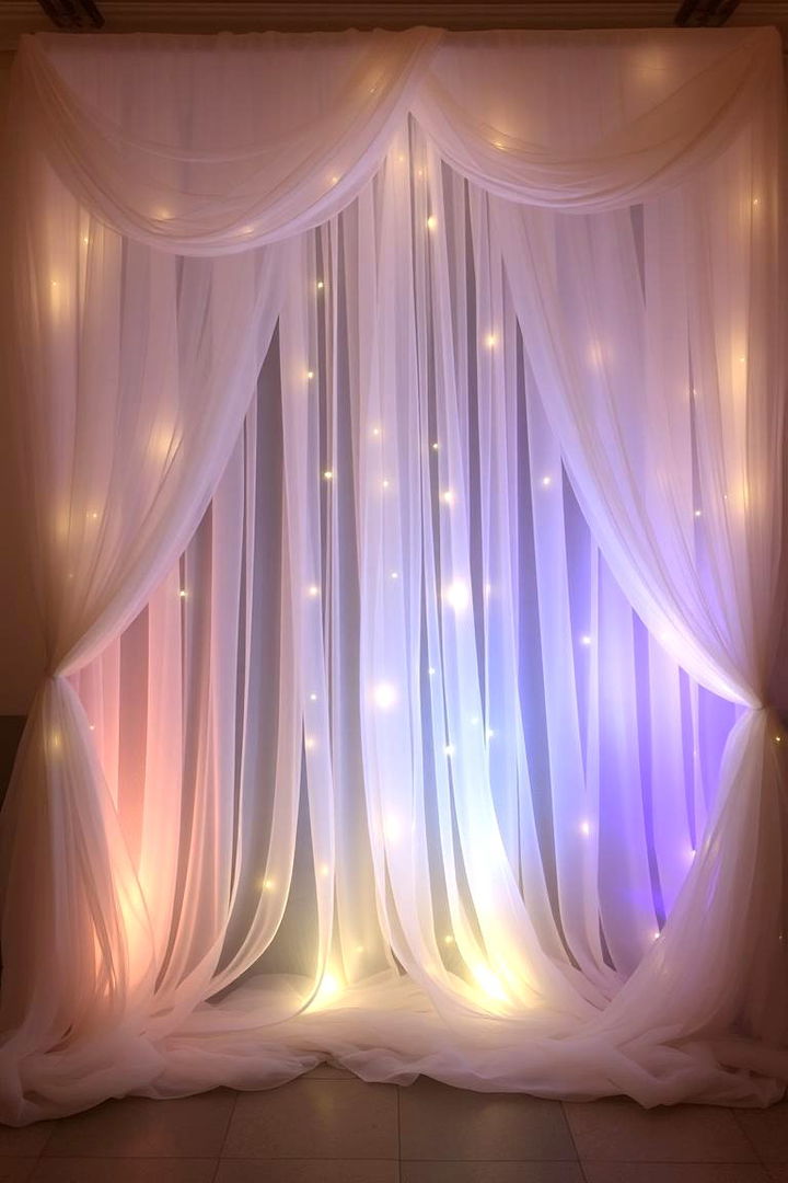 Dreamy Tulle and Curtain Backdrop - 22 Wedding Backdrop Ideas