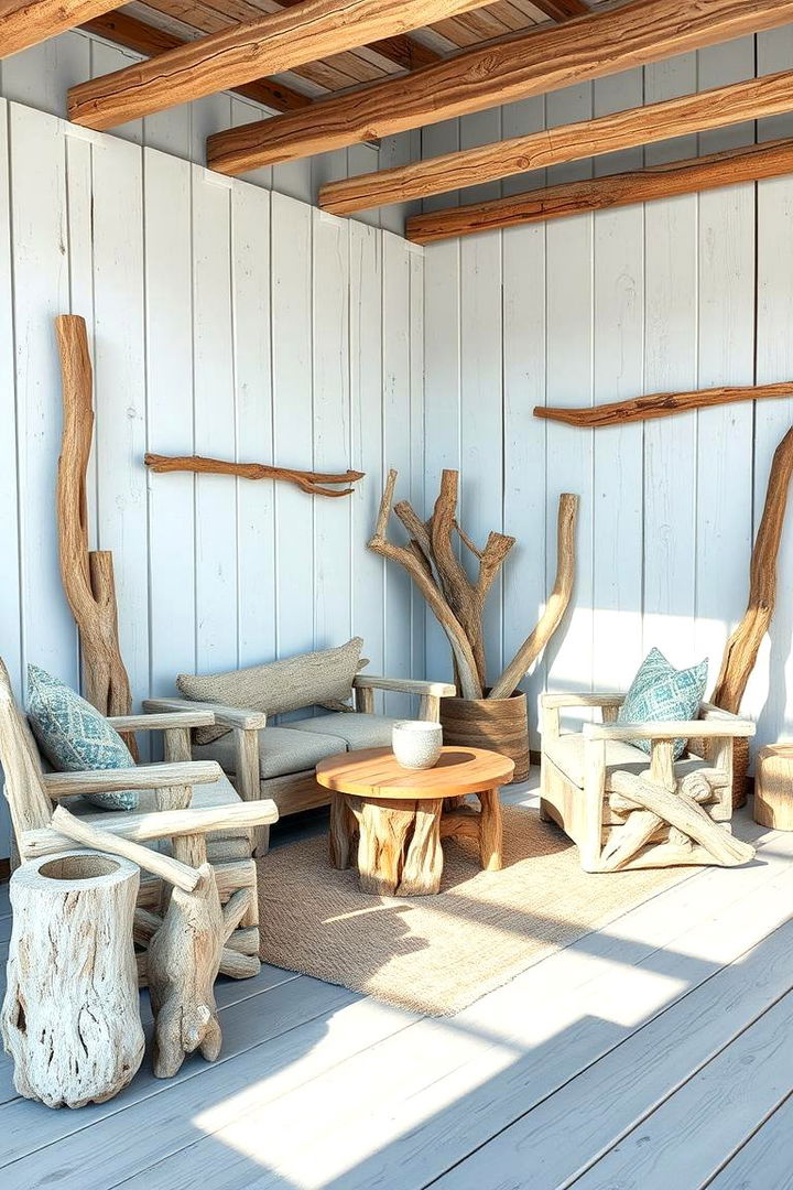 Driftwood and Natural Wood Elements - 22 Mermaid Bedroom Ideas