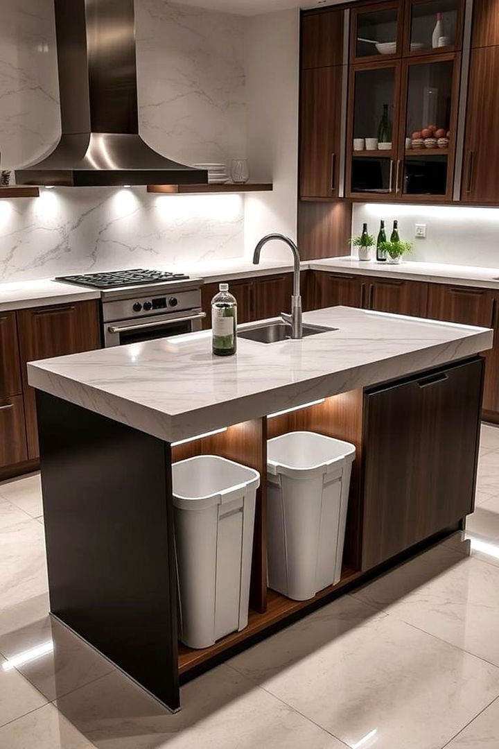 Dual Compartment Kitchen Islands - 22 Garbage Can Storage Ideas