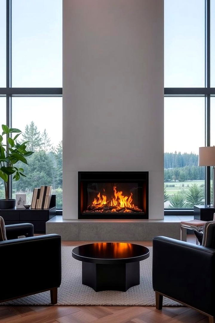 Dual Fuel Fusion - 22 Fireplace Between Windows Ideas