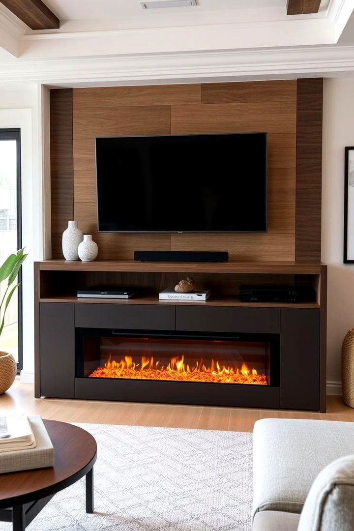 Dual Function Entertainment Hub - 22 Linear Fireplace Ideas With Tv Above