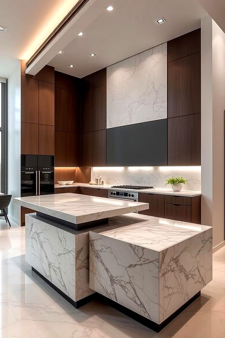 Dual Level Innovation - 22 Marble Kitchen Island Ideas