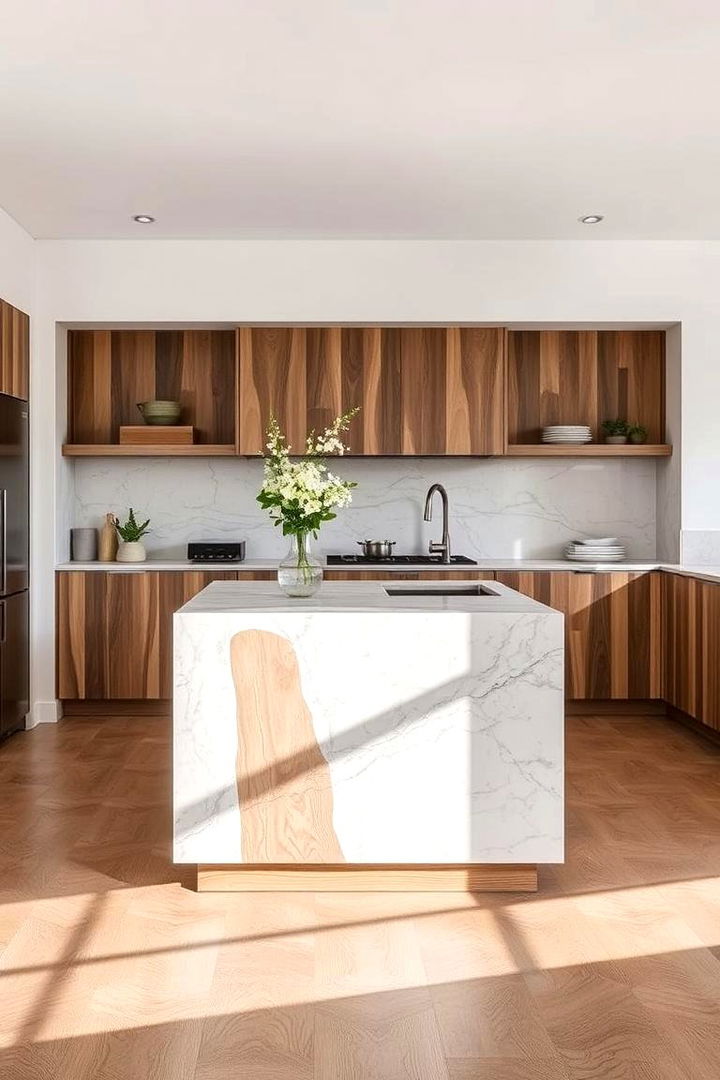 Dual Material Harmony - 22 Marble Kitchen Island Ideas
