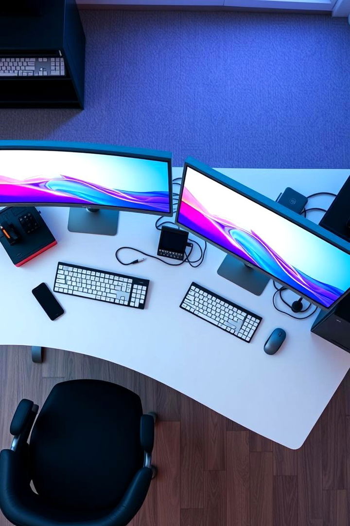 Dual Monitor Excellence in White - 22 All White Gaming Setup Ideas