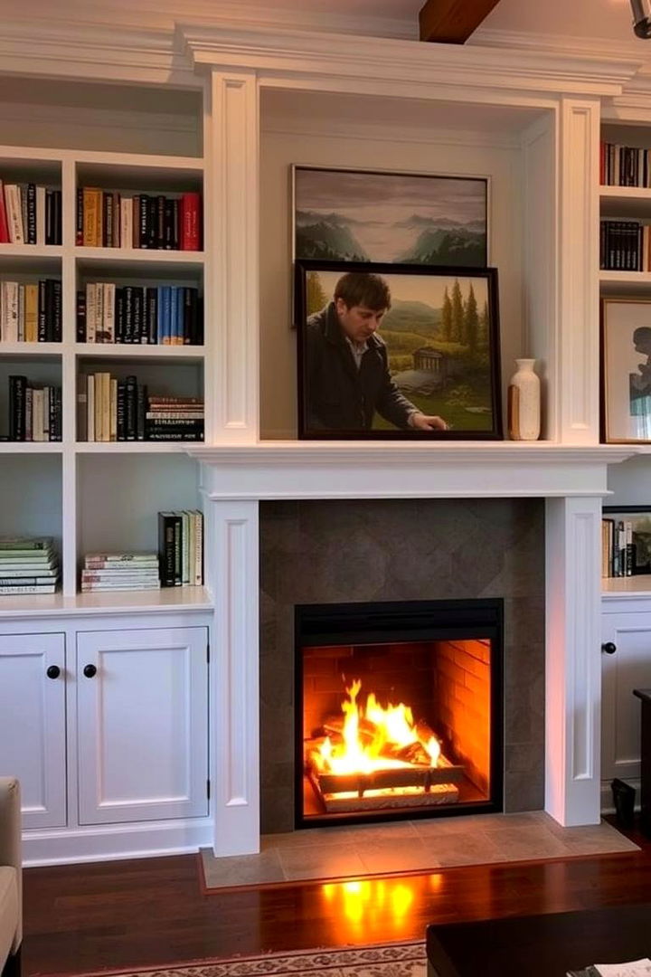 Dual Purpose Designs Fireplace with Shelving - 22 Fireplace Built-in Ideas