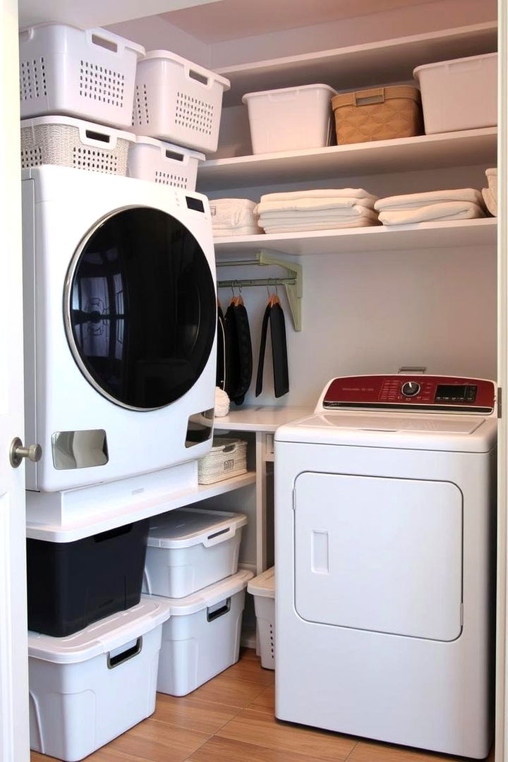 Dual Purpose Laundry and Closet Corner - 22 Sloped Ceiling Closet Ideas