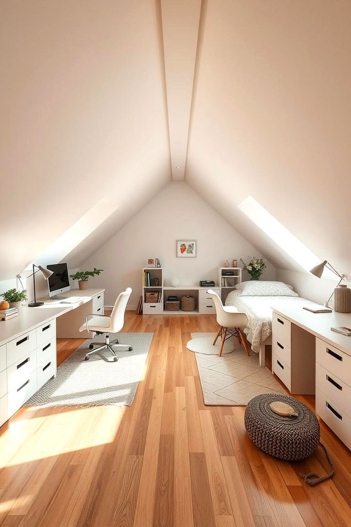 Dual Purpose Study and Sleep - 22 Attic Bedroom Ideas