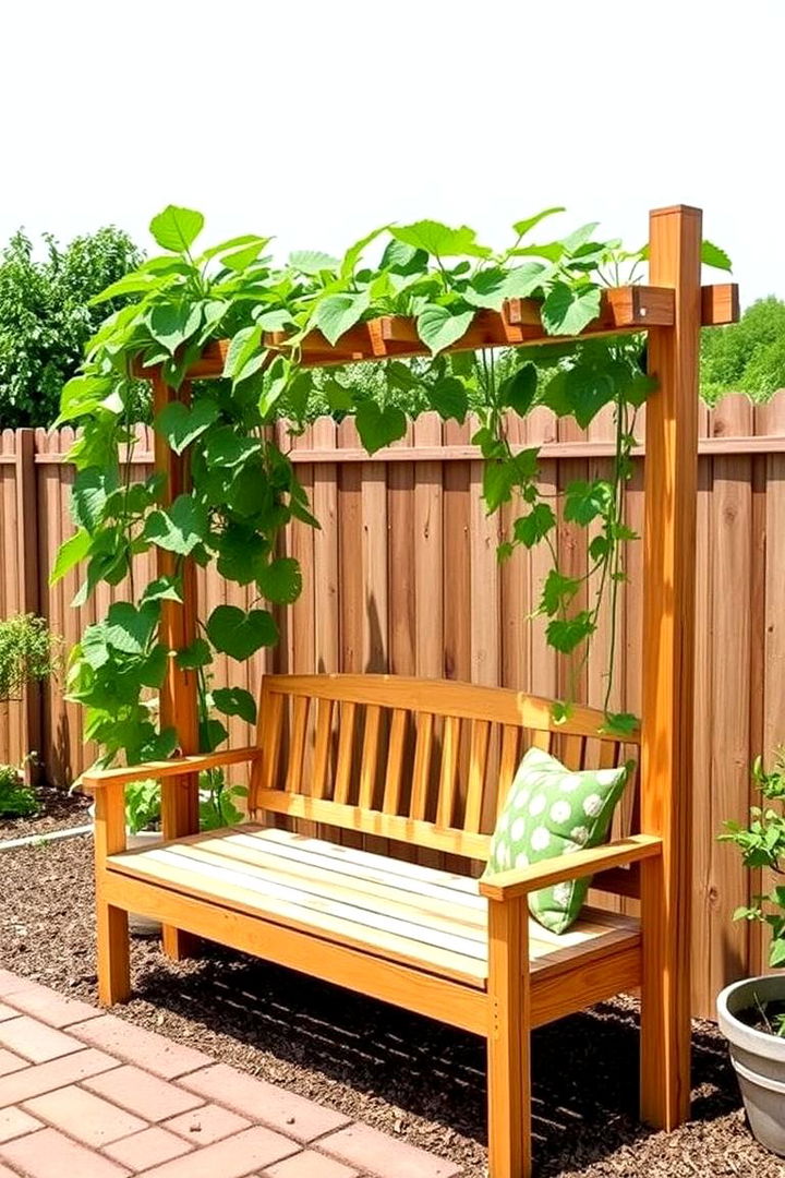 Dual Purpose Trellis with Bench - 22 Cucumber Trellis Ideas