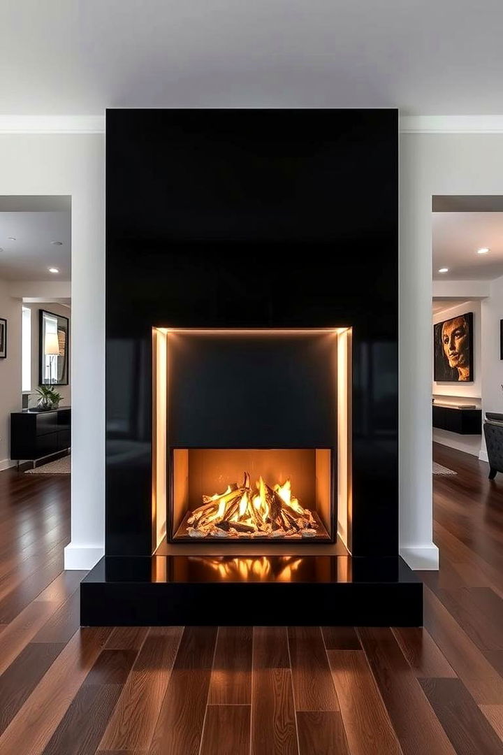 Dual Sided Black Fireplace Innovations - 22 Black Fireplace Ideas